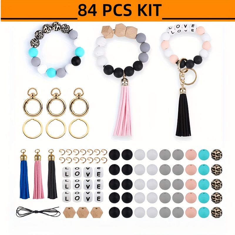 60pcs Silicone Beads For Keychain Making Kit Multiple Styles - Temu United  Arab Emirates