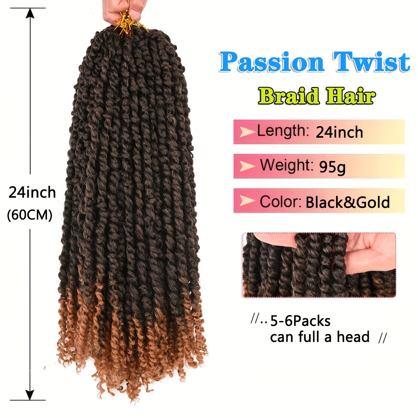 22inch Pre-twisted Passion Twist Crochet Braids Hair Ombre Pre