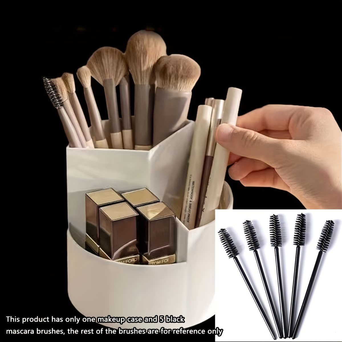 Makeup Brush Holder Organizer,360 Rotating Pencil Pen Holder Cup,5 Slot  Make Up Brushes Cup,desk Accessories