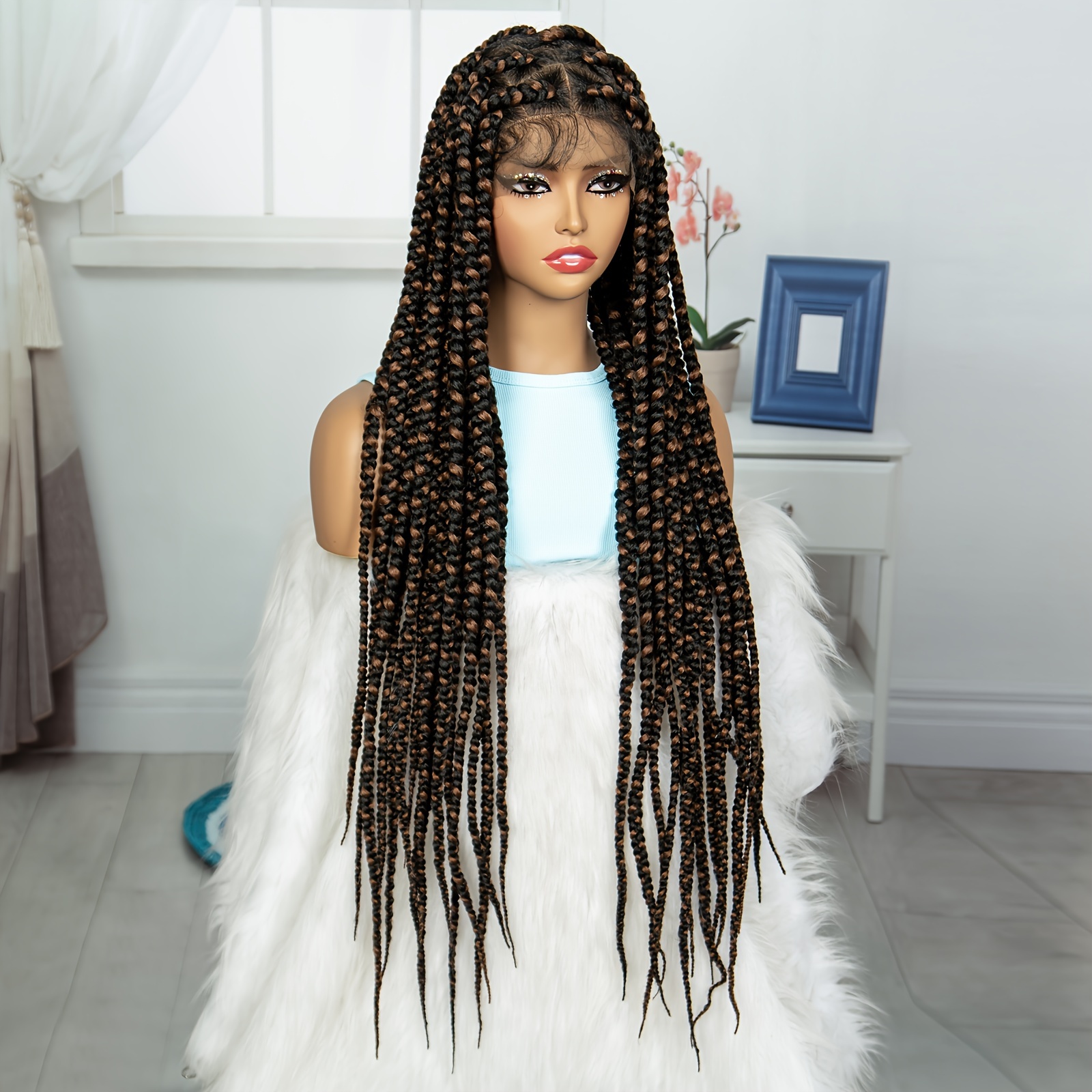 Knotless Braid Wigs Women Synthetic Goddess Braids Wig Full - Temu