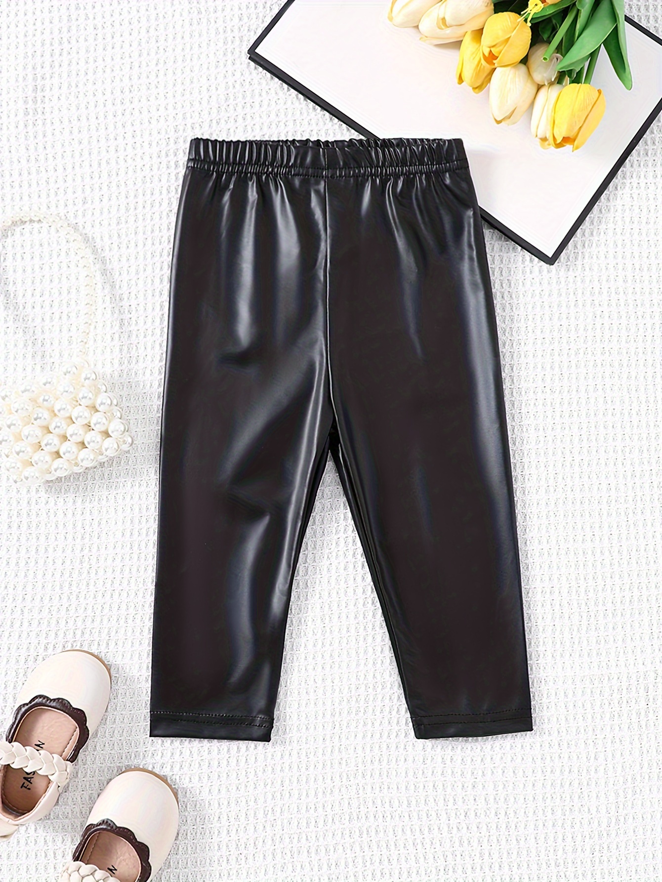 Toddler Baby Girls Faux Leather Pants - Temu