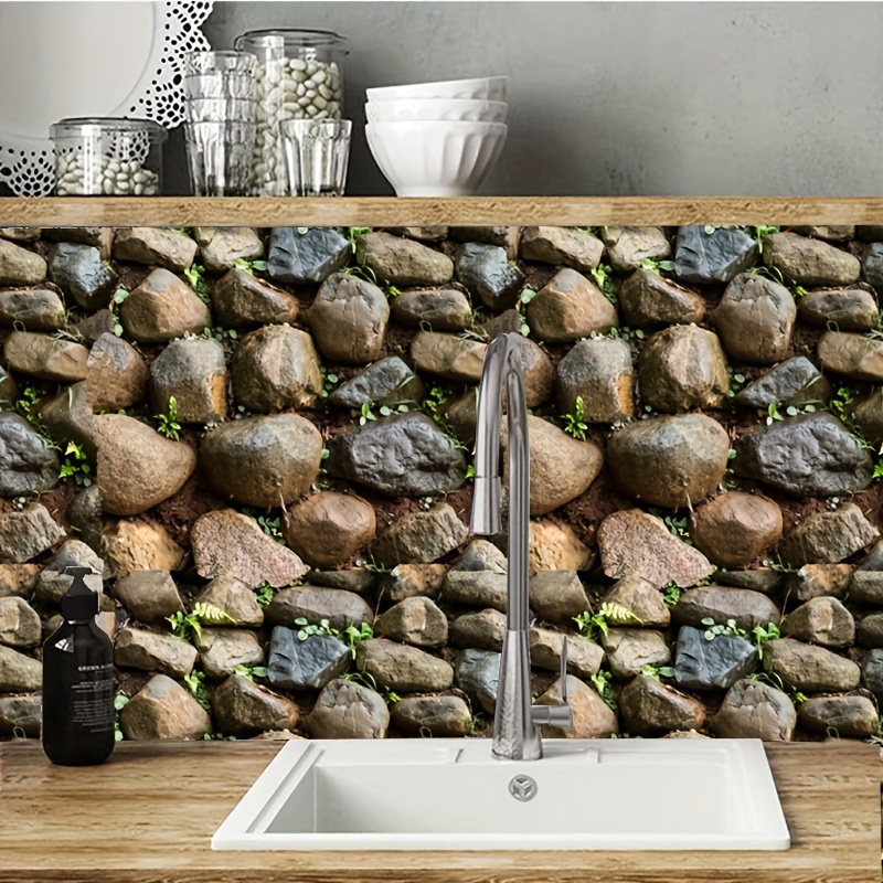 Self-adhesive Peel And Stick Wallpaper 3D Stone Design Brick Wall Tile For  Home Bathroom Kitchen Backsplash, 12 Packs