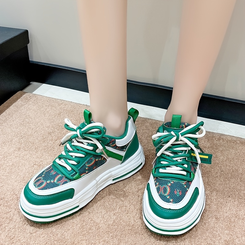Colorblock Platform Sneakers Lace Up Running Shoes