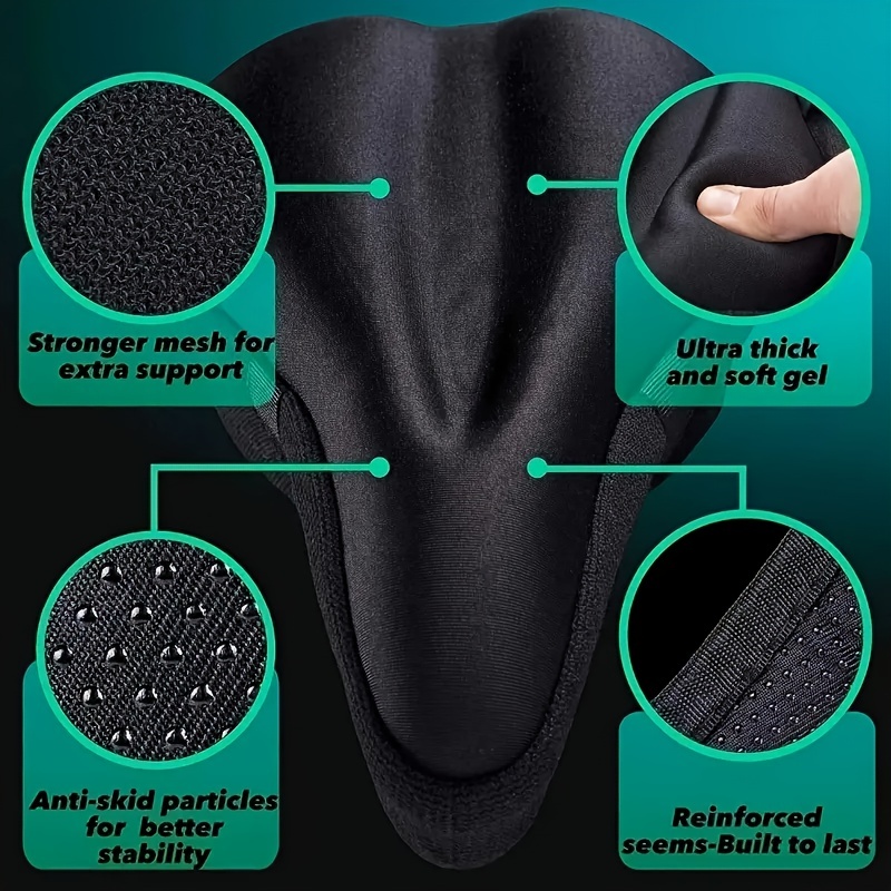 Comfortable Gel Padded Unisex Bike Seat Cushion For Extra Soft Exercise  Bicycle Riding - Temu