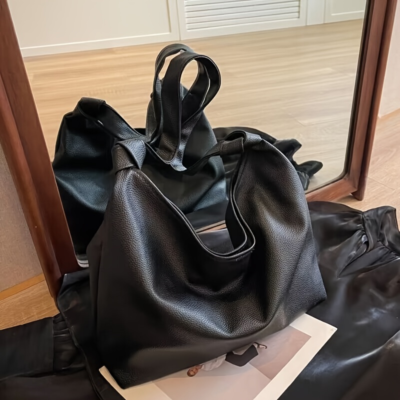 Minimalist Hobo Bag PU Black