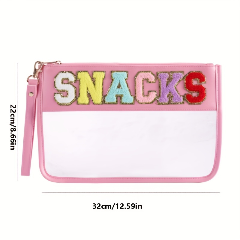 Large Capacity Snacks Bag Chenille Letter Decor Cosmetic Bag