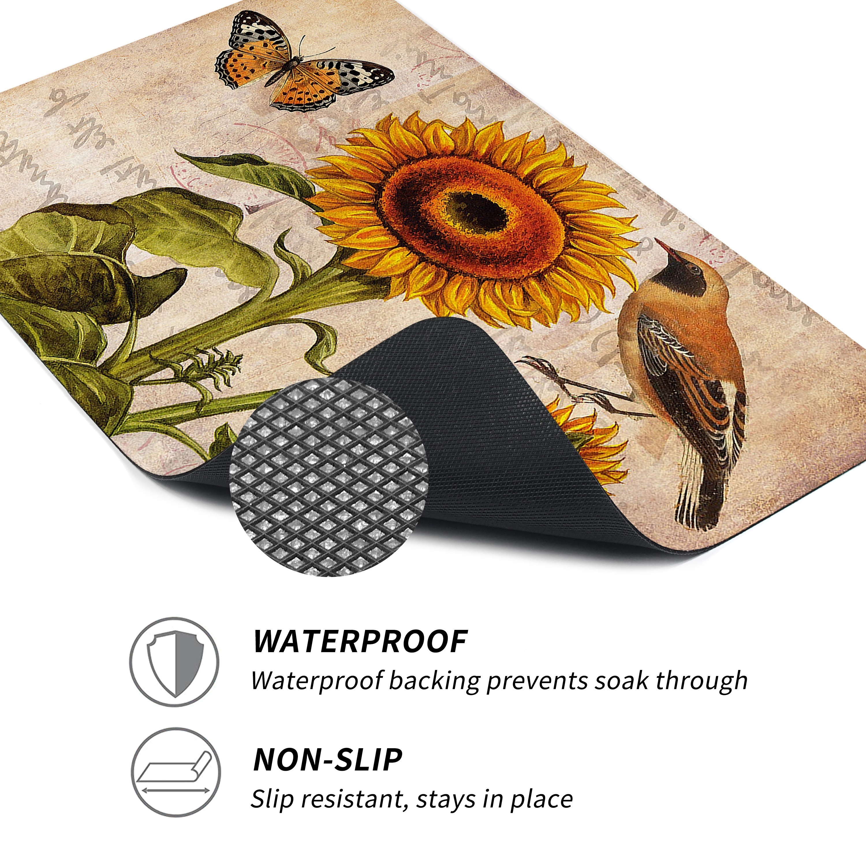 Flower Decorat Picture Super Absorbent Rubber Drainage Pad Waterproof  Vintage Dish Drying Mats Tableware Mat Home Decoration