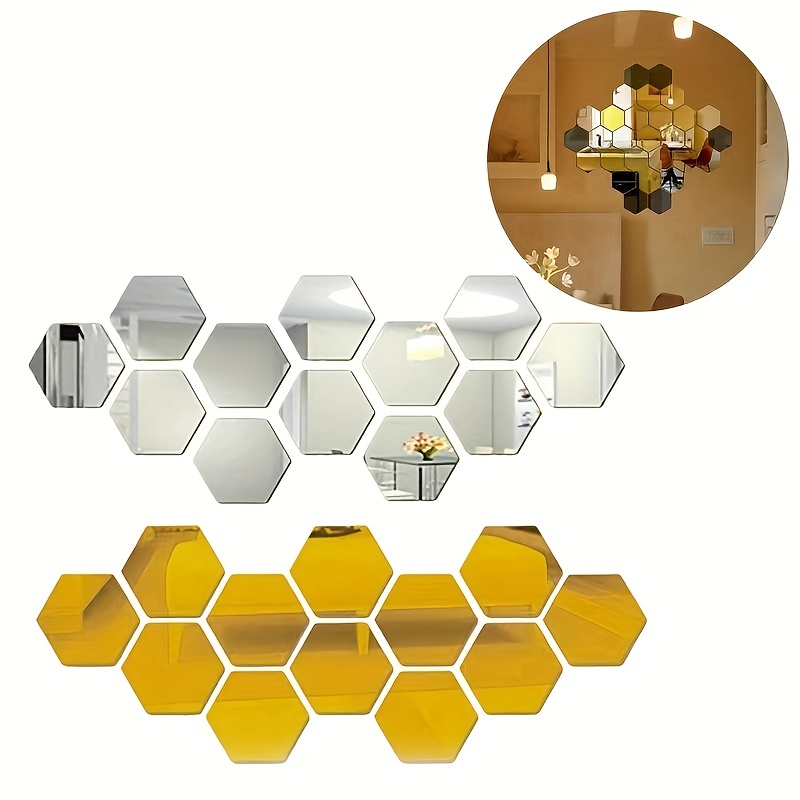  Qunclay 48 Pcs Acrylic Mirror Setting Removable Hexagon Wall  Sticker Hexagonal Stick on Mirrors for Wall Honeycomb Peel and Stick Mirrors  Aesthetic Mirror Decals Adhesive Mirror Tiles : Tools & Home