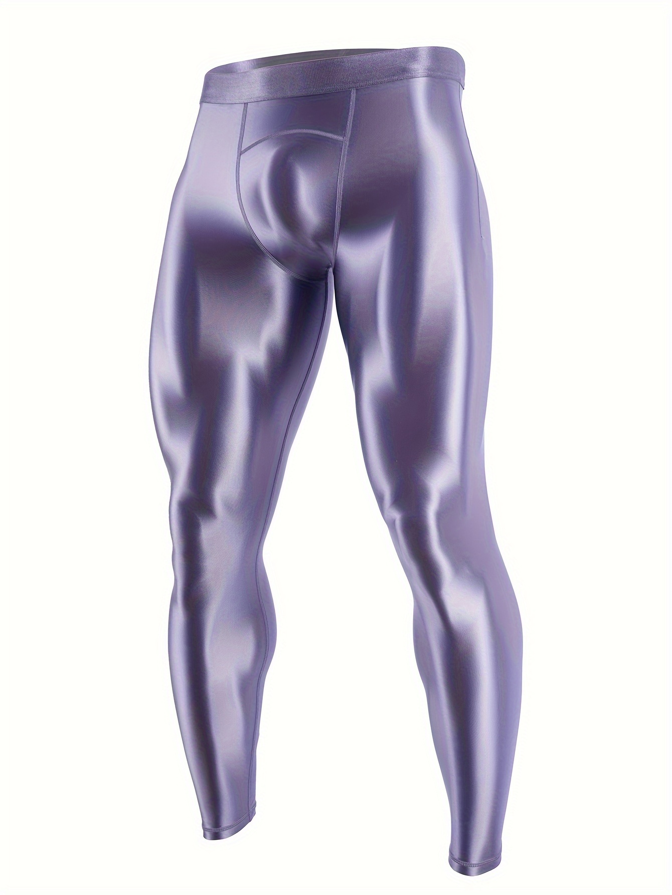 US Men's Shiny Workout Yoga Stretch Compression Pants Base Layer Running  Tights