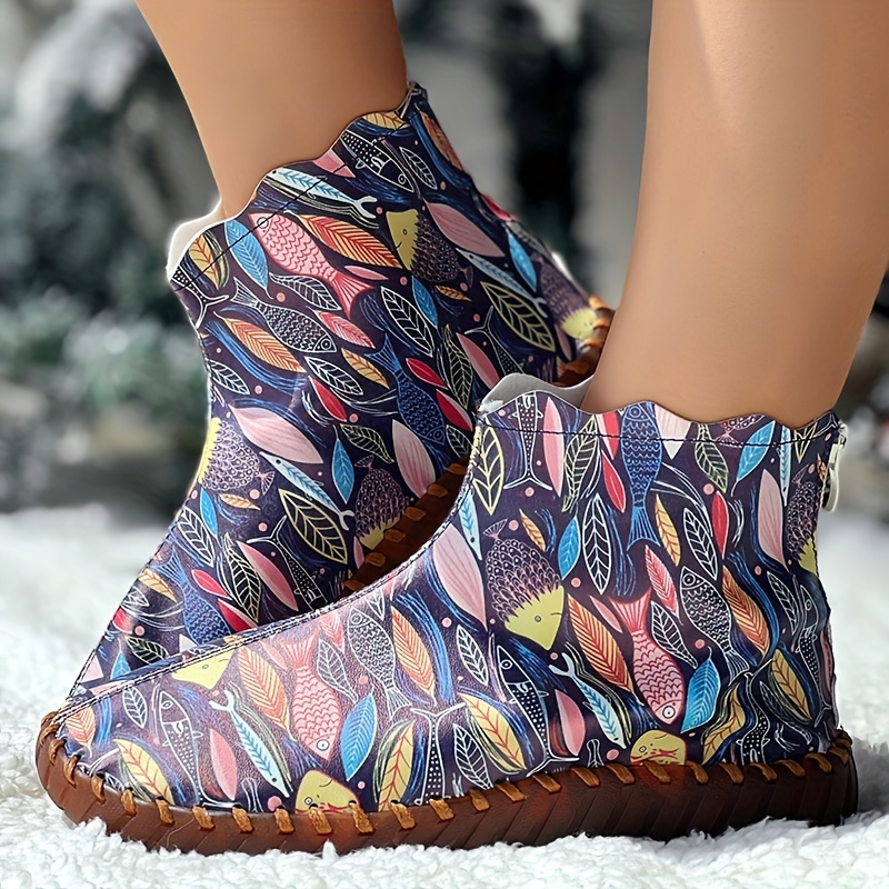 Cute Cartoon Pattern Printed Soft Leather Casual Versatile Wide