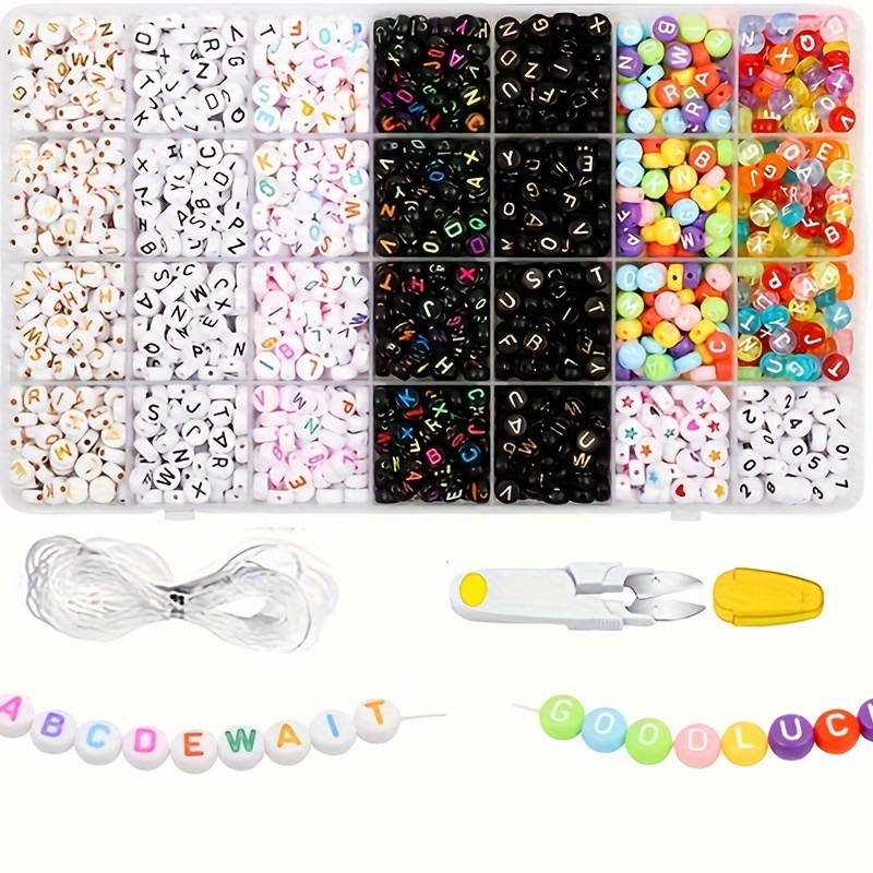 7 Style Colorful Number Letter Beads Heart Beads With - Temu