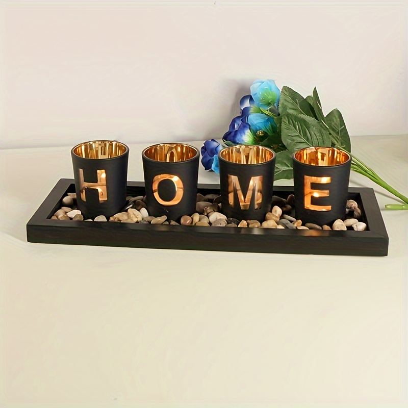 Glass Candlestick Creative Letter Set Candle Glass Cup - Temu
