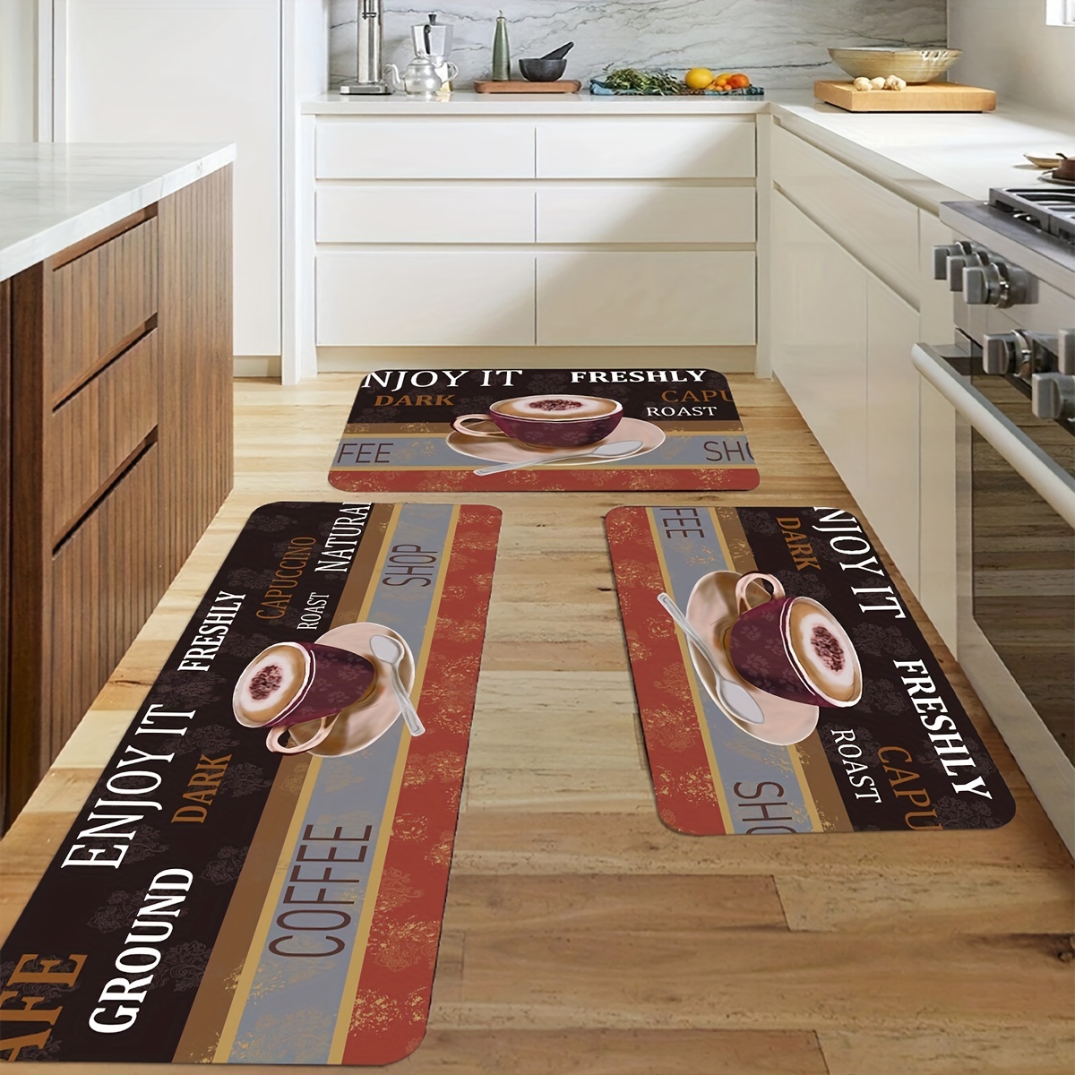 Coffee Cup Pattern Kitchen Floor Mat Non slip Oil proof - Temu