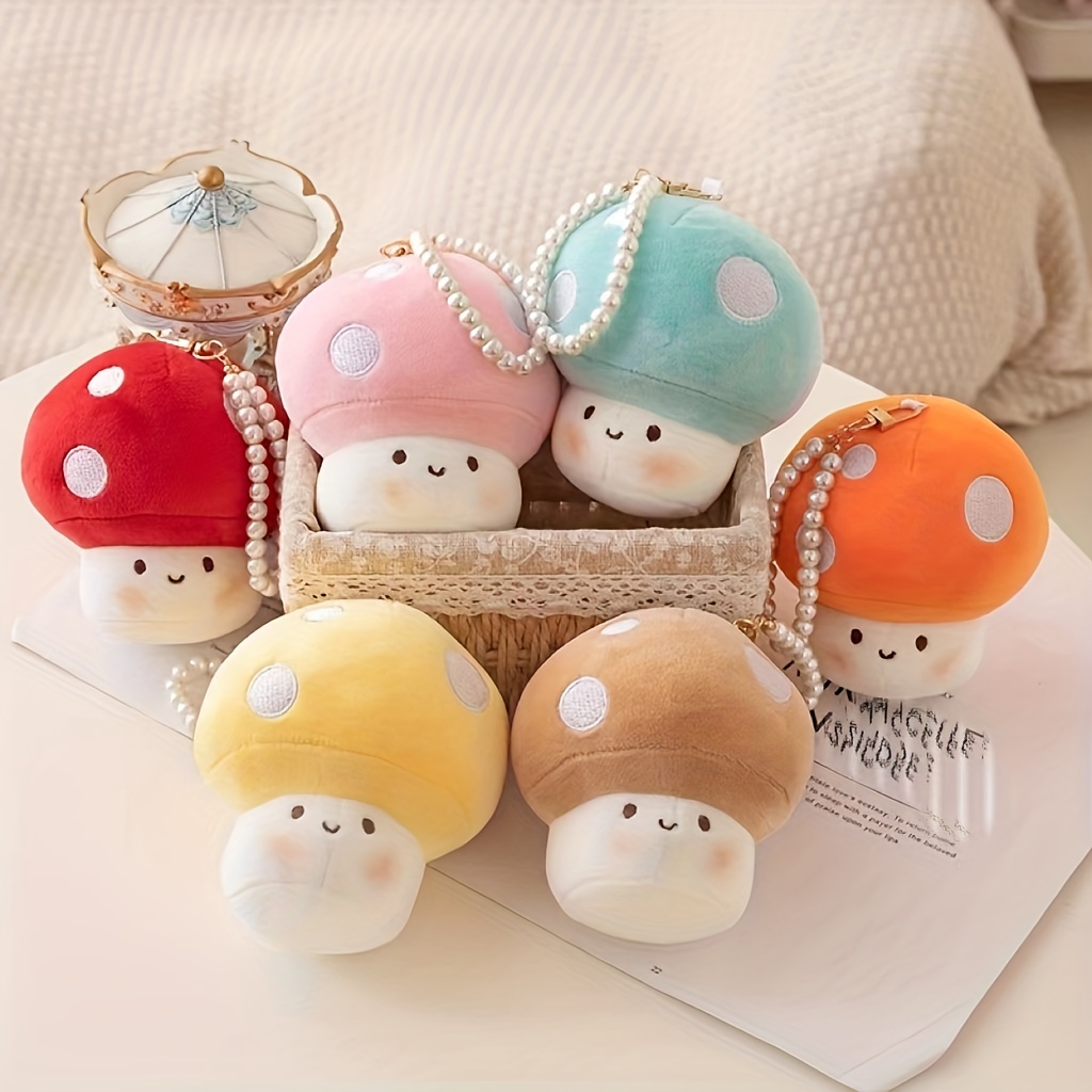 

10cm/3.93in Cute Silly Cute Mushroom Plush Doll Costume Keychain Accessories Plush Toy Doll Clothing Accessories, Home Supplies Party Decoration Mother's Day Children's Day Gift Girl Present