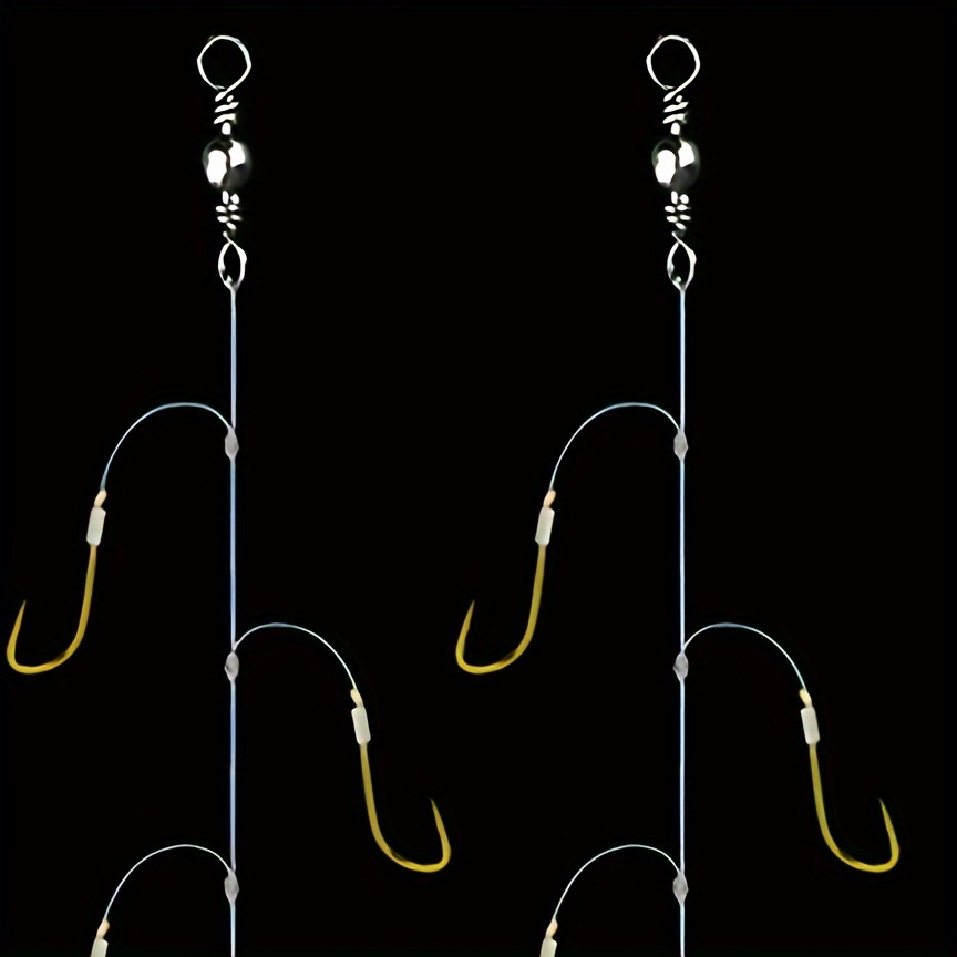 3# 7# Fishing String Hooks Golden Barbed Fishing Hooks - Temu