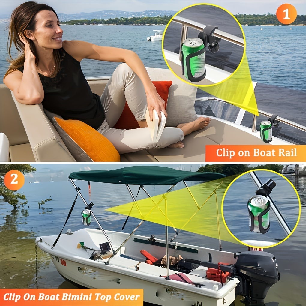  Boaton Boat Gifts for Men, Boat Gifts for Couples, Marine Boat  Rail Cup Holder, Boat Drink Holder, No Drilling Install On Bimini Top Cover  Or Pole, Boat Accessories Gifts for Men 
