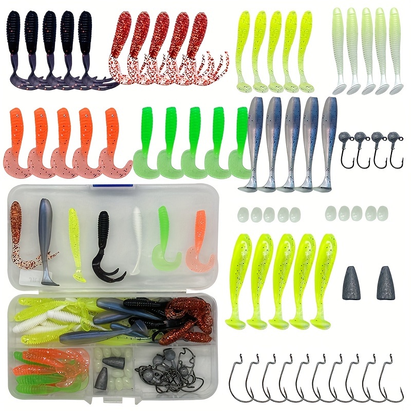  Bombrooster Rubber Worms Senkos 4 5 Salt Impreatation Soft  Plastic Lures Kit Bass Fishing with Hook,Blade,Lock : Sports & Outdoors