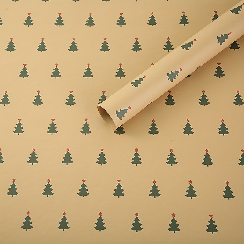 10pcs, Christmas Gift Wrapping Paper Thickened Christmas Kraft Wrapping  Paper Christmas Tree Elk Gift Box Wrapping Paper, Wrapping Paper, Tissue