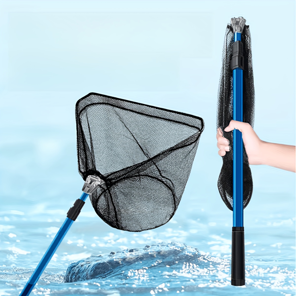 Portable Long Handle Fishing Net Catching Fish Floating - Temu