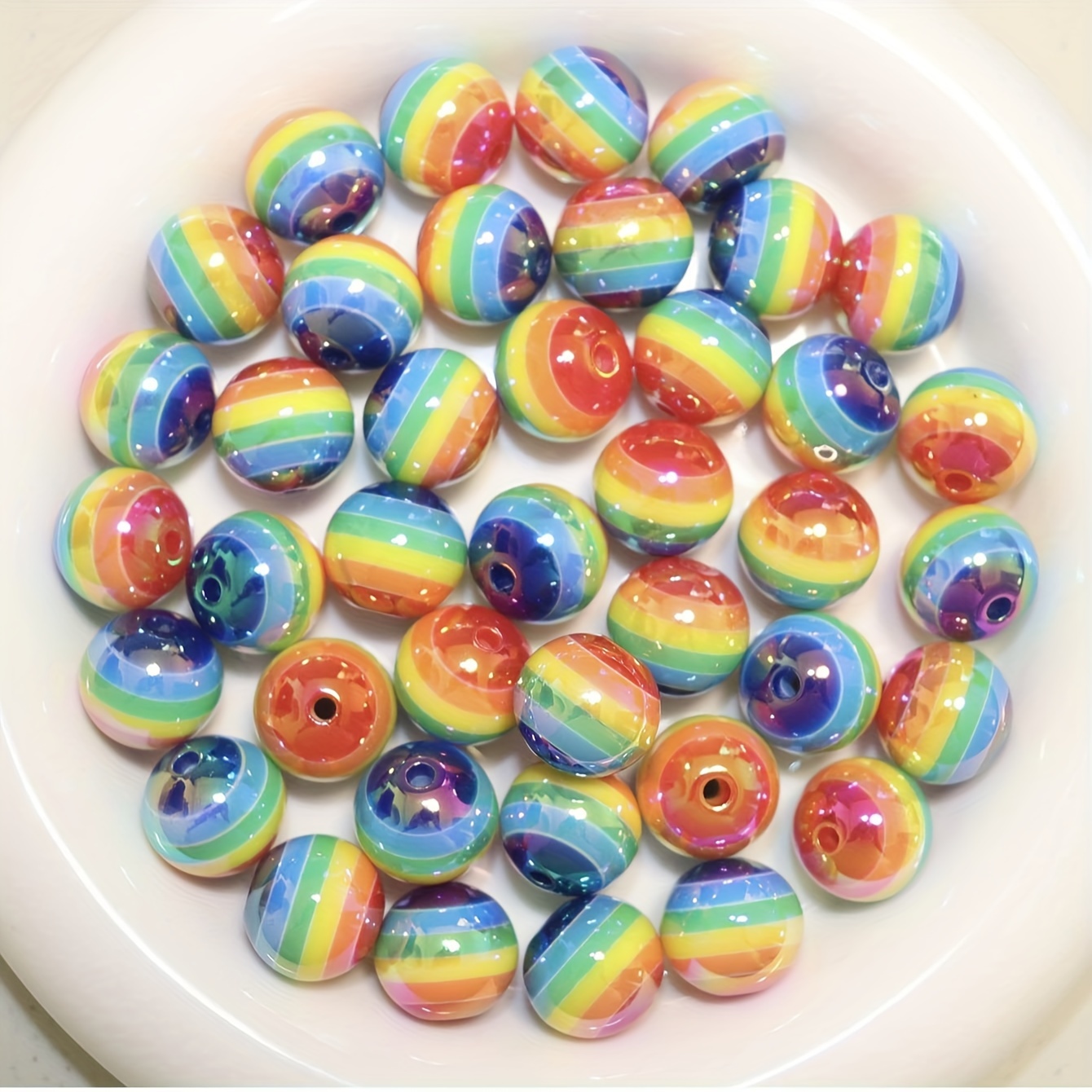 Rainbow Lollipop Striped Uv Beads For Jewelry Making Diy - Temu