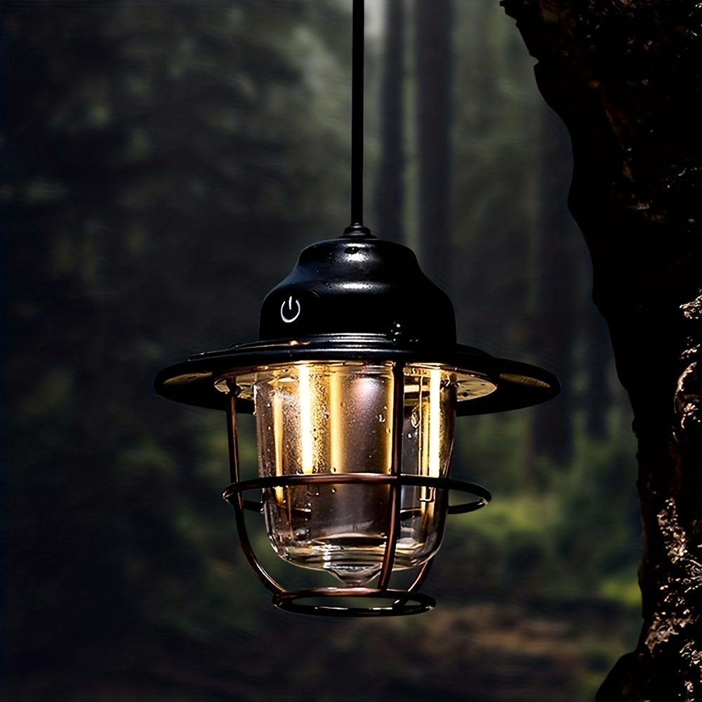 Led Retro Camping Lantern, Rechargeable Camping Light, With 7