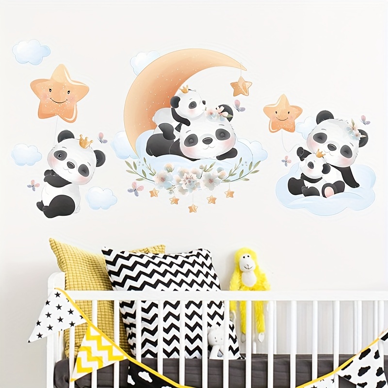 Cartoon Panda Pattern Wall Sticker Vinyl Self Adhesive - Temu