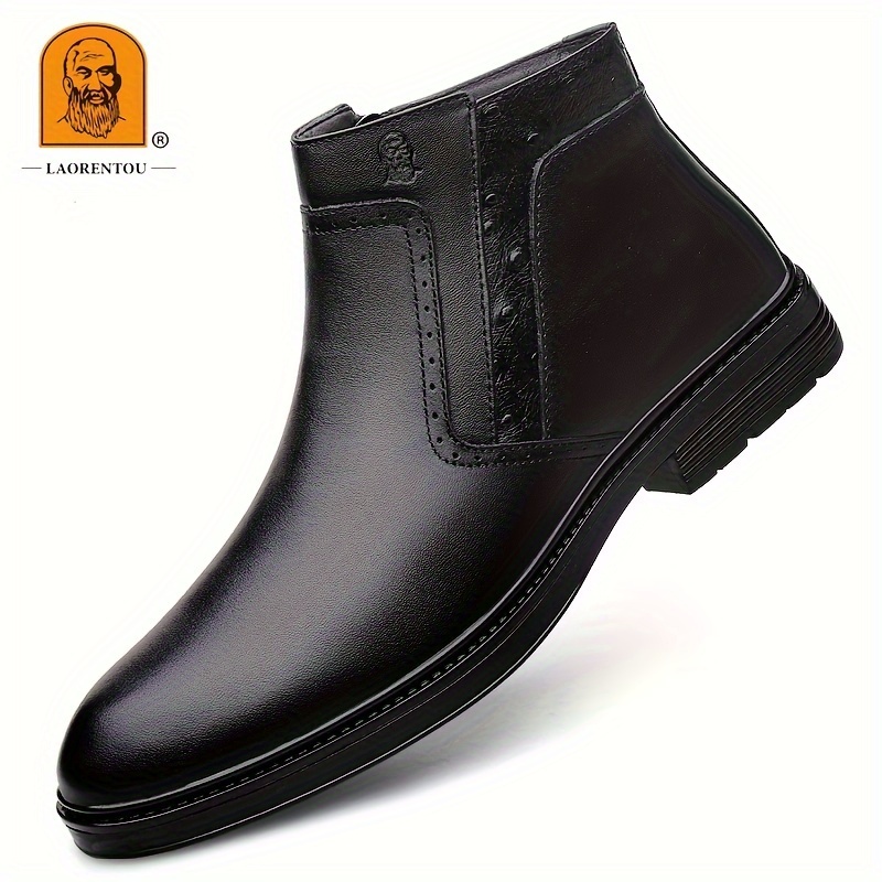 split leather high top boots laorentou men s solid color