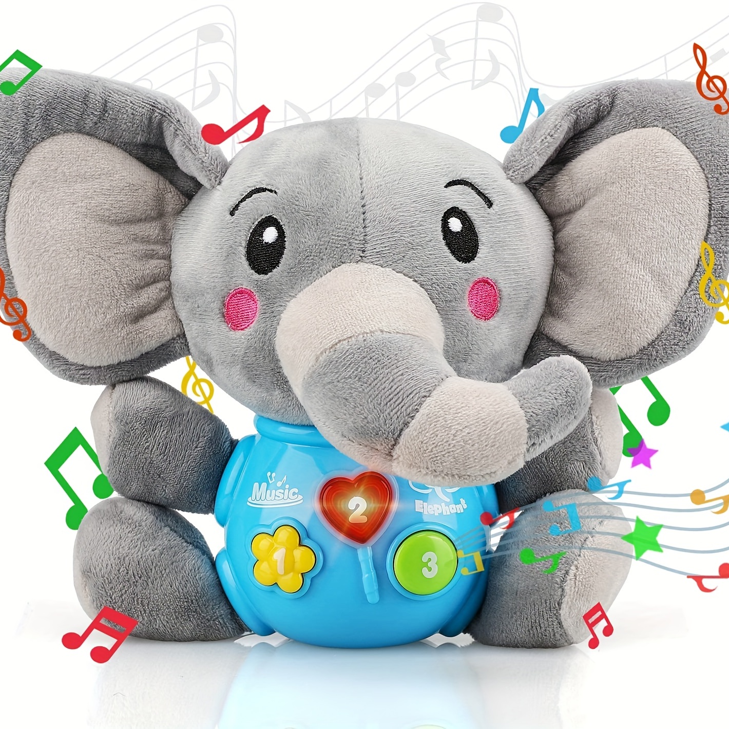 Aitbay Jouets musicaux en peluche pour bébé de 0, 3, 6, 9, 12 mois, mignon  en peluche aminale lumineuse pour nouveau-né, jouets musicaux pour bébés