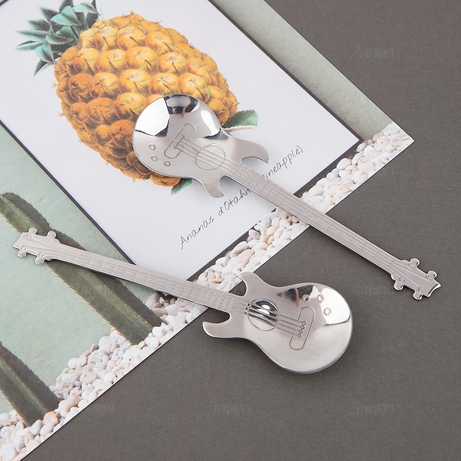 4PCS Guitar Coffee Spoons Set Stainless Steel Dessert Teaspoons