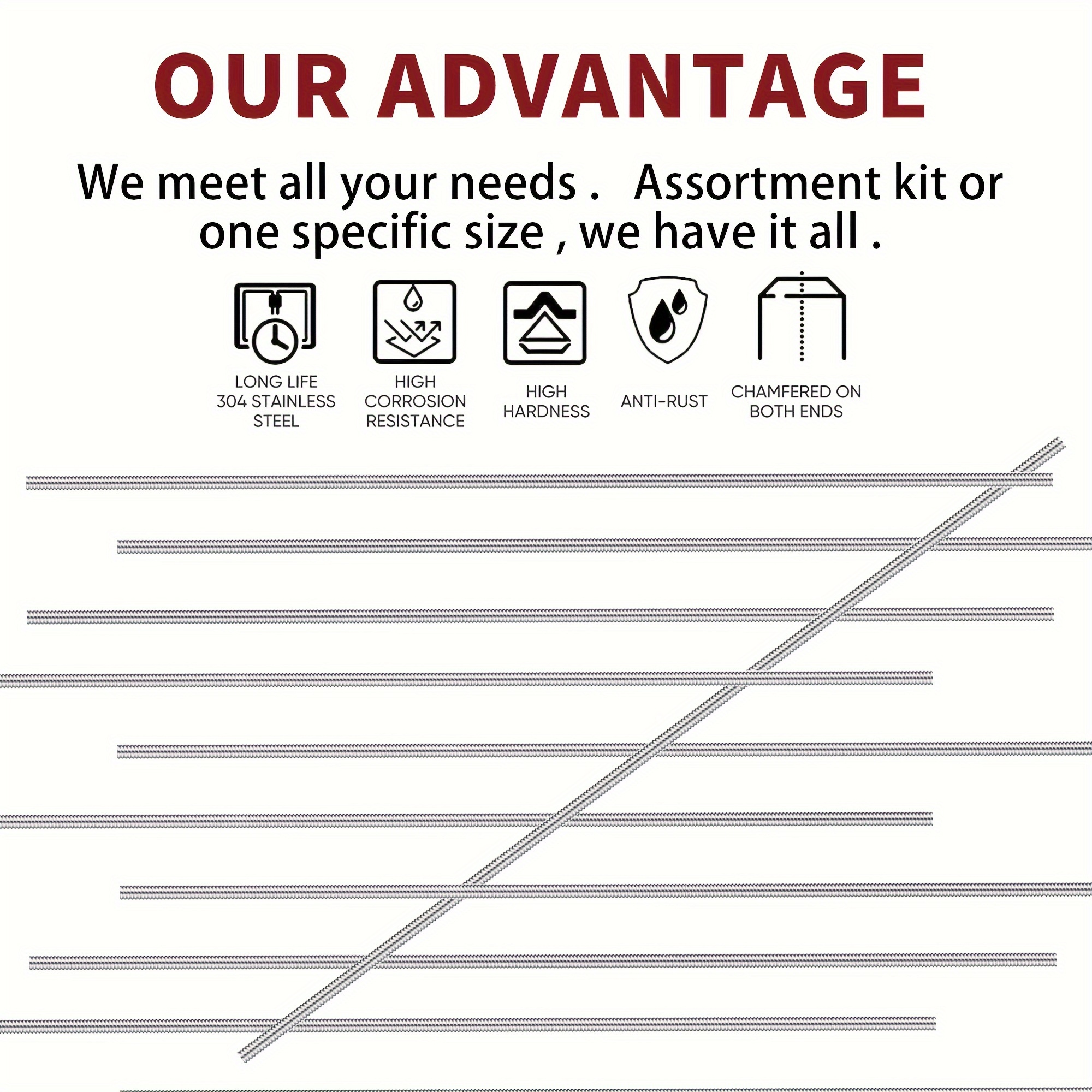 Sourcing Fully Threaded Rod M10 X 180mm 1.5mm Thread Pitch 304 Stainless Steel Right Hand Threaded Rods Bar Studs 4 Pack