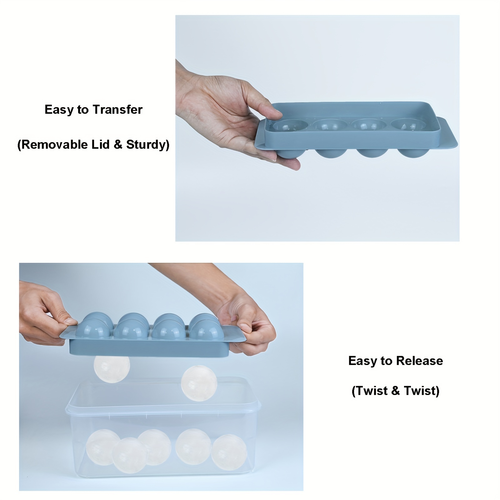 2PC ICE CUBE TRAY WITH STORAGE BIN -48