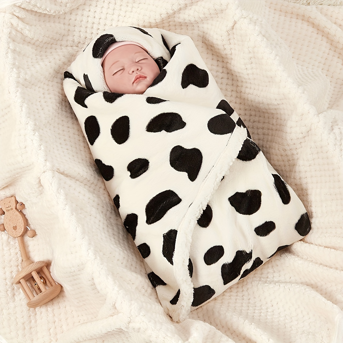 Manta para Bebés con Capucha Diseño Vaquita - Shopmami