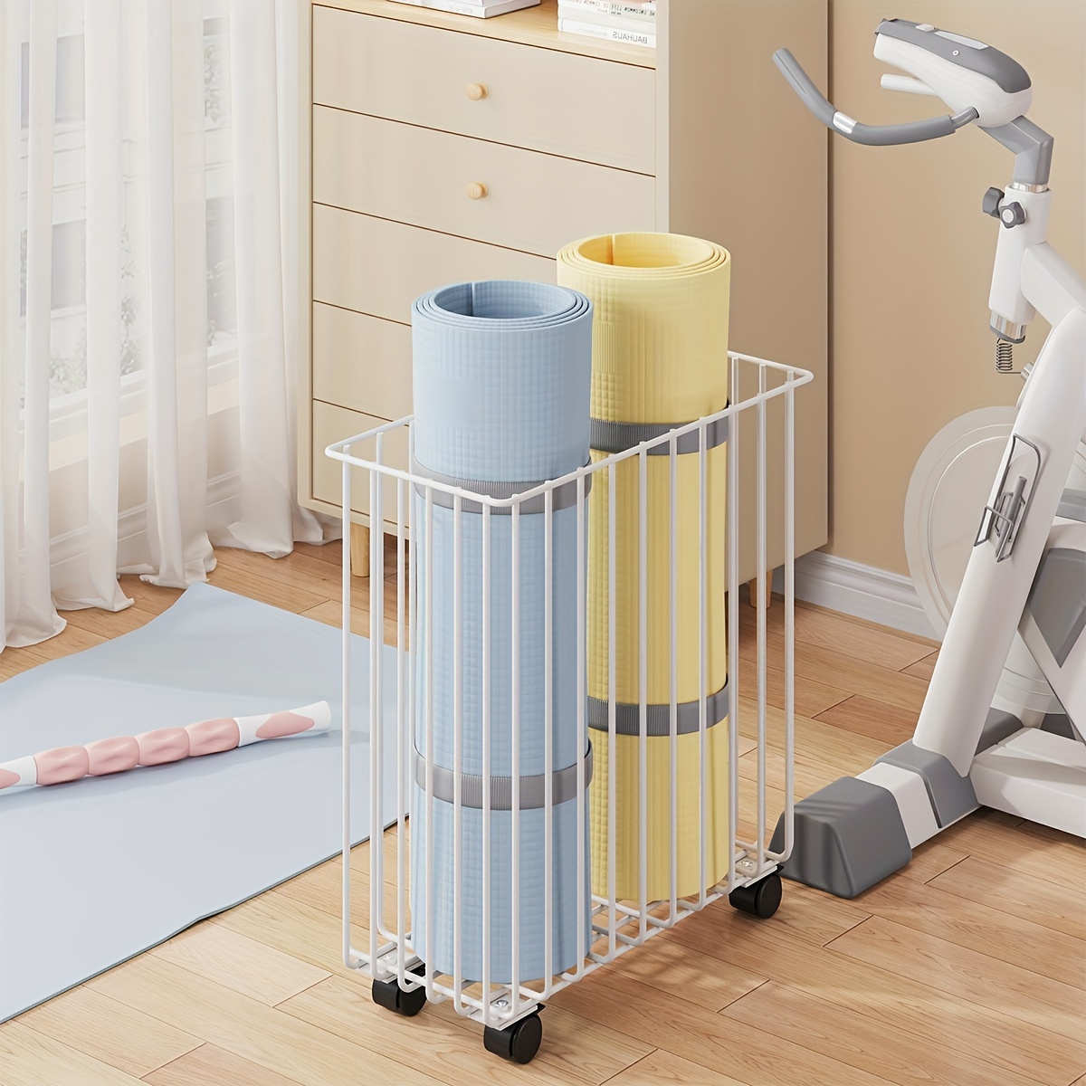Movable Trolley Rack para roupa suja, Toy Gap, Yoga Mat, Storage