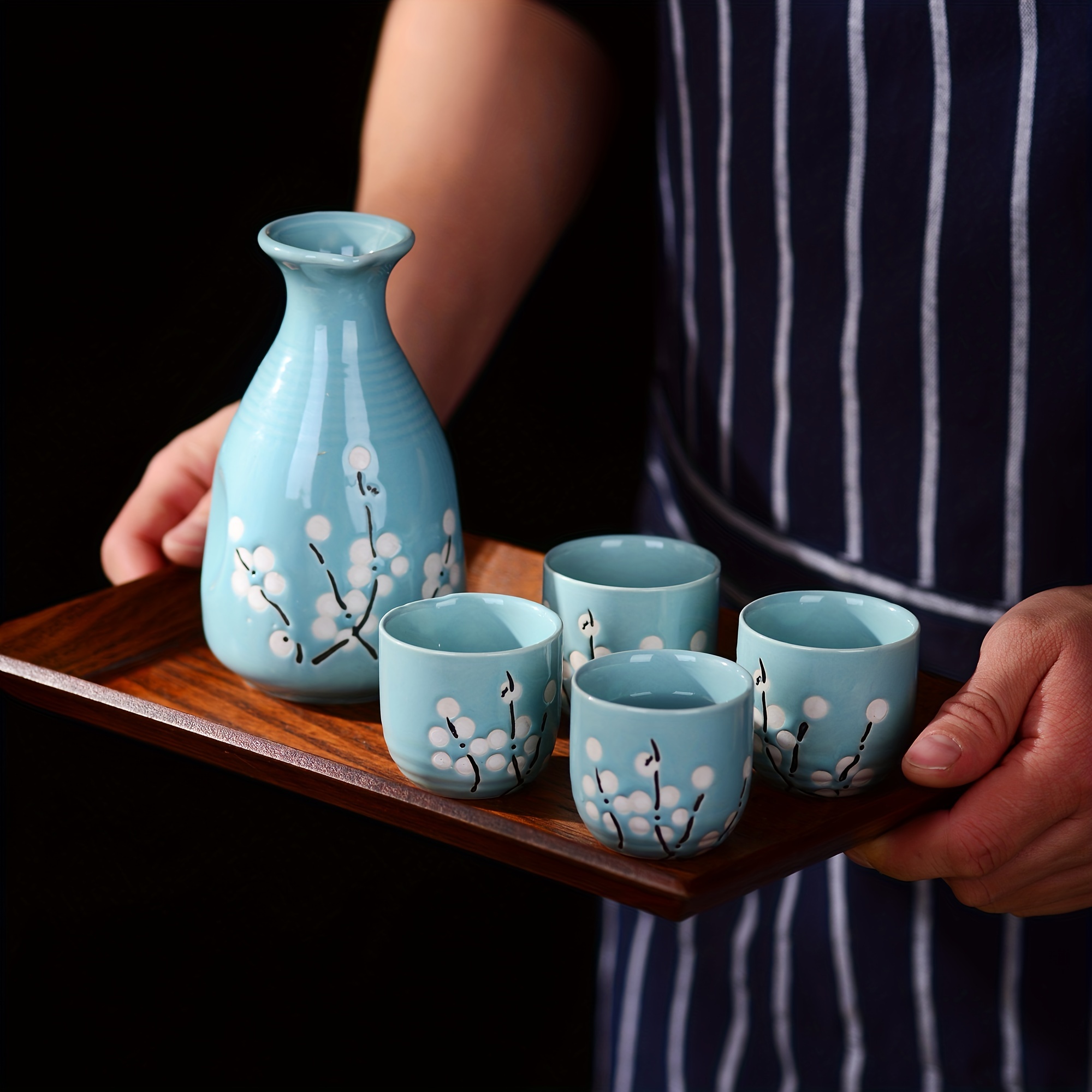 Set Ensemble De Saké Japonais Bouteille Okkuri Et Tasses - Temu