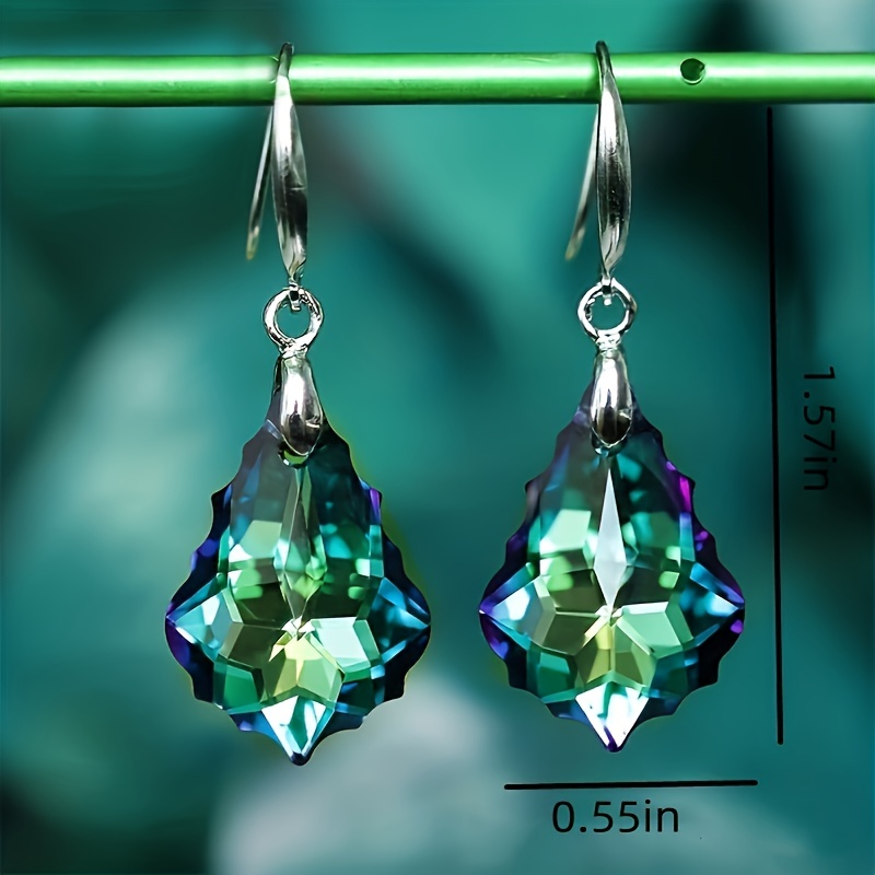 Temperament Crystal Maple Leaf Pendant Hook Earrings