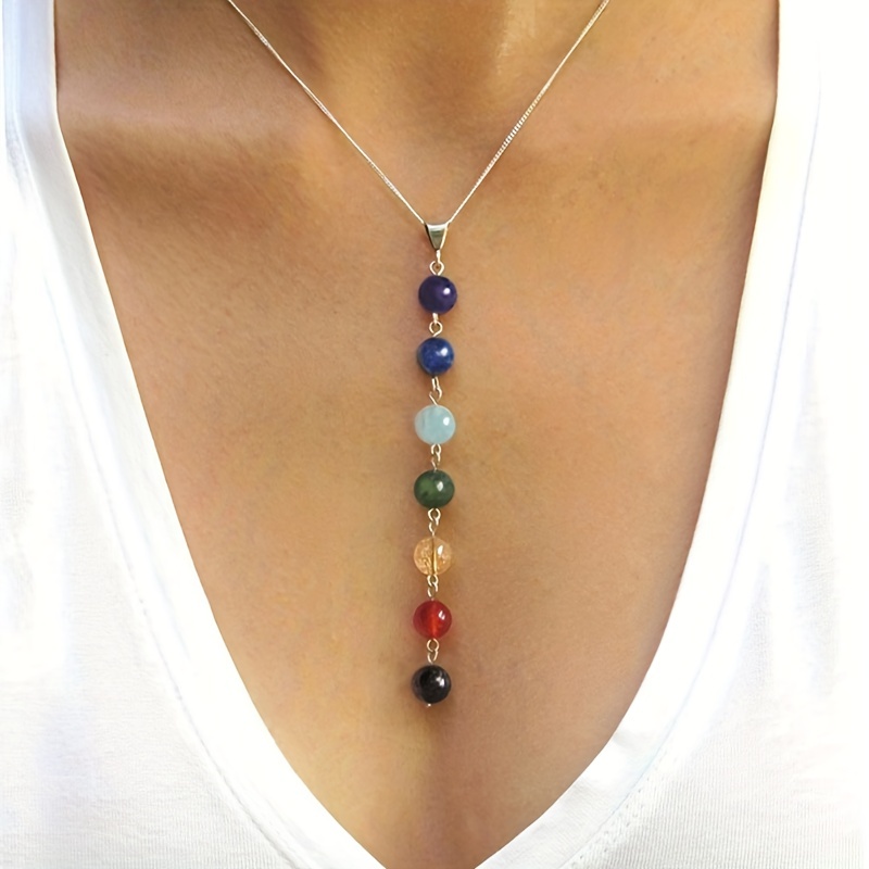 7 Chakra Gemstone Beads Necklace & Bracelet Set for Yoga Balancing