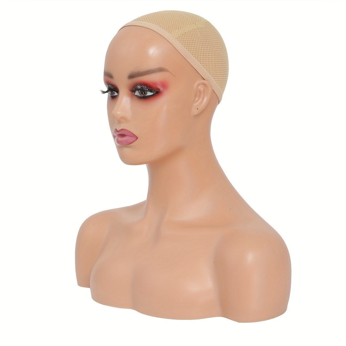Realistic Female Mannequin Head Model with Shoulder Display Manikin Head  Bust for Wigs,Makeup,Beauty Accessories Displaying 4PCS