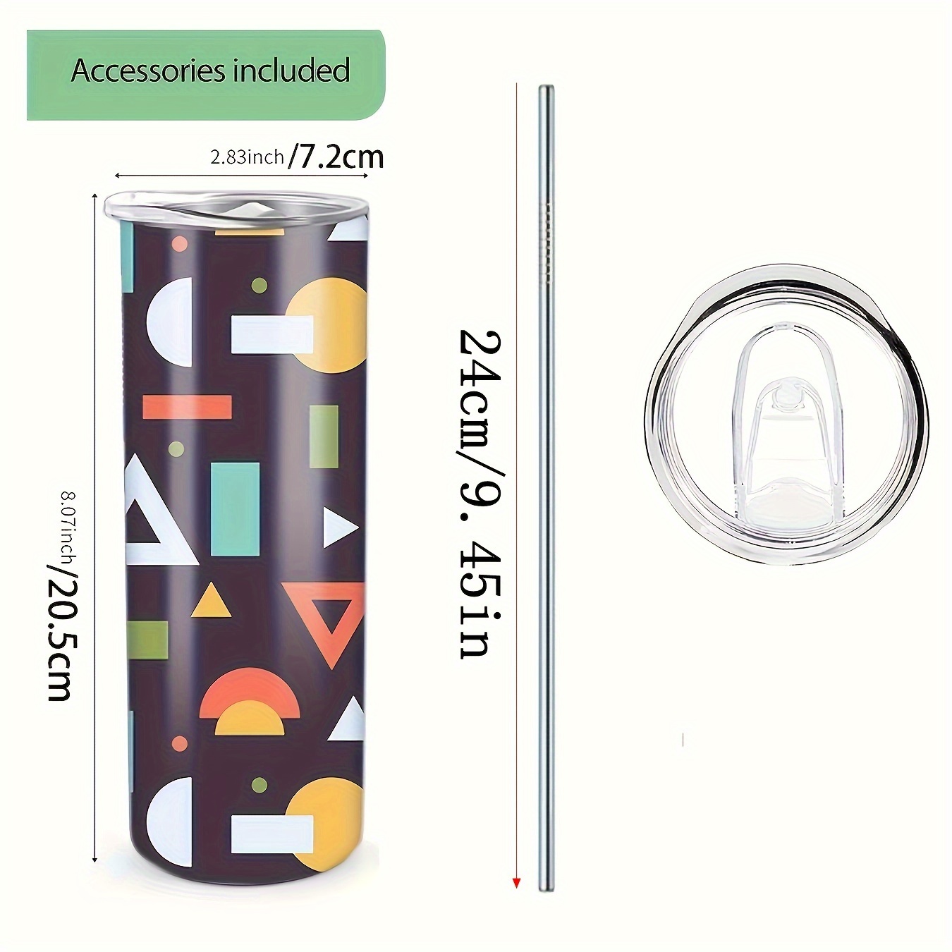 1pc, 15oz/20oz Sublimation Blank Straight Tumbler With Plastic Straw,  Double Wall Stainless Steel Skinny Cups, DIY White Blank Thermal Cups For  Gifts