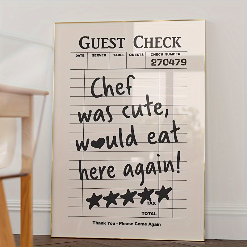 

1pc Chef Was Cute Would Eat Here Again For Bedroom Wall Decor New Year Gifts Artwork Canvas No Eid Mubarak