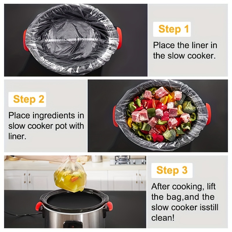 Slow Cooker Liners, Kitchen Disposable Cooking Bags, BPA Free, For Oval Or  Round Pot, Size 13*21 Inches , Fit 3QT To 8QT