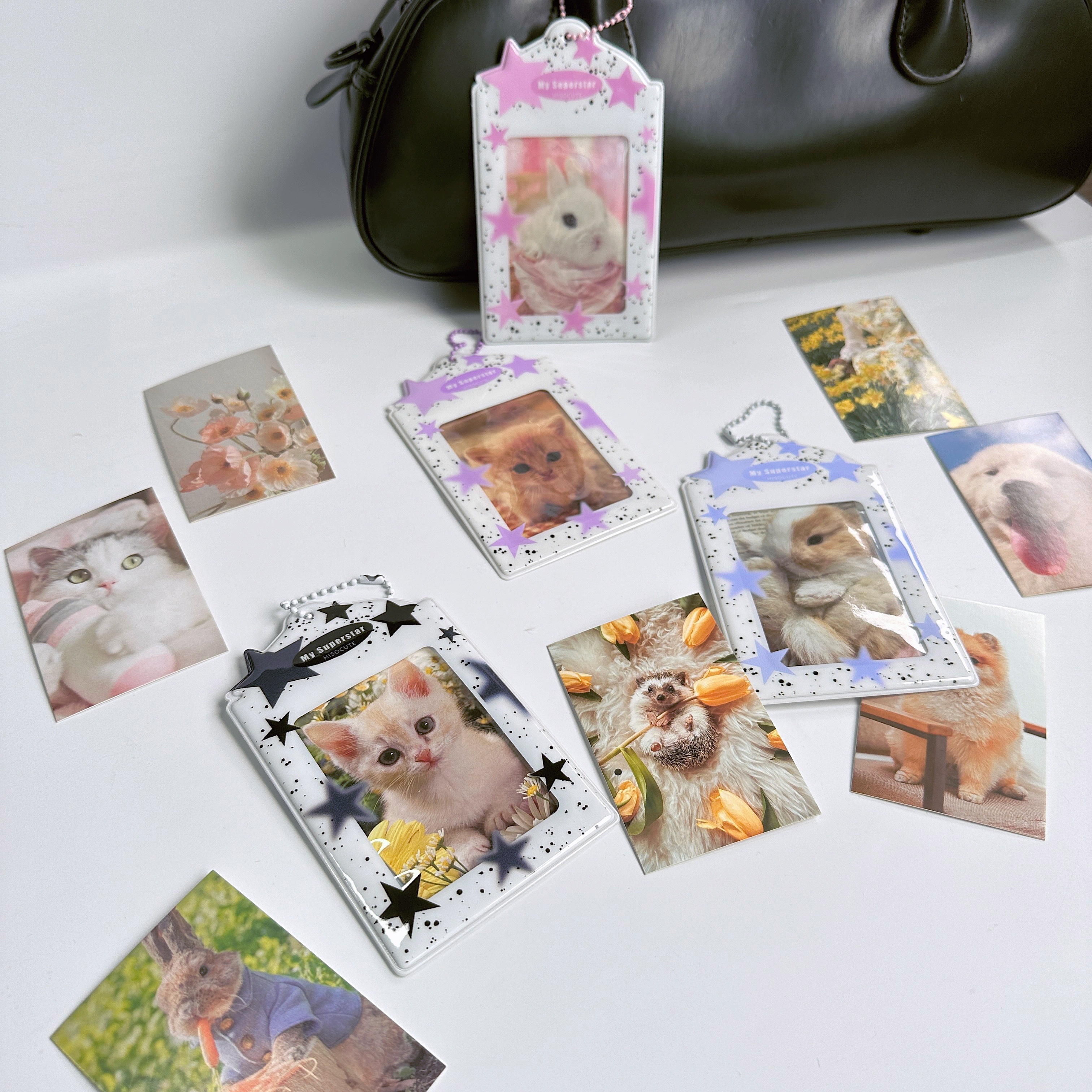 Cute Photocard Holder Clear Photo Sleeve Keychain Idol Album ID Card  Display Pendant Id Badge Storage