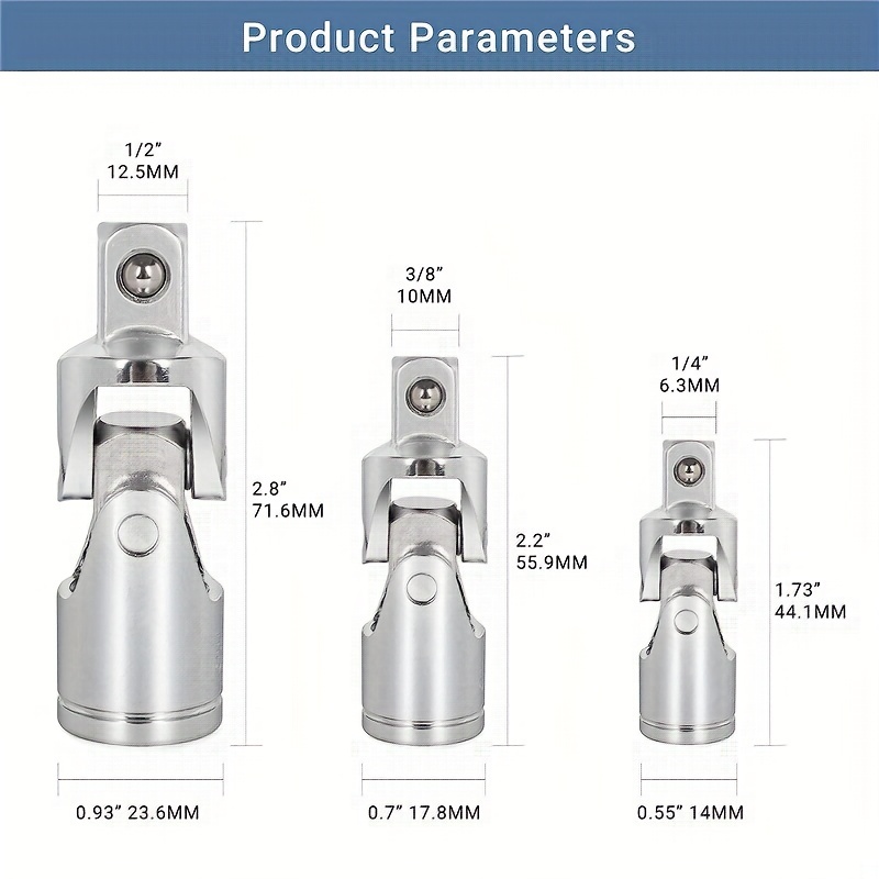 Shawty Universal Joint Socket,,, Drive Socket Set, Bendable Swivel