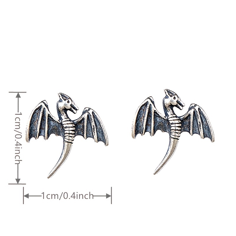 Vintage Silvery Pterosaur Ear Studs