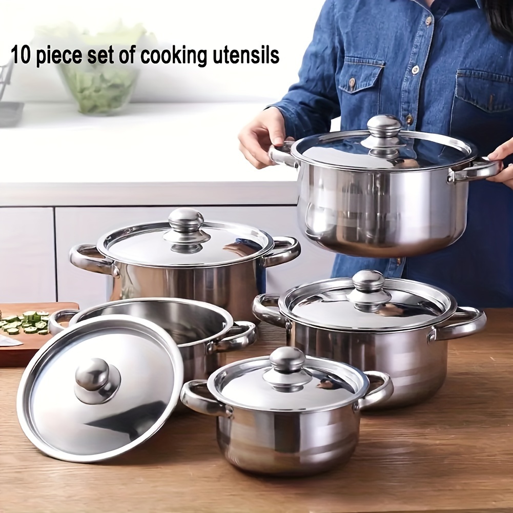 Cookware Set Kitchen Stainless Steel 9-Piece Cooking Pot Set
