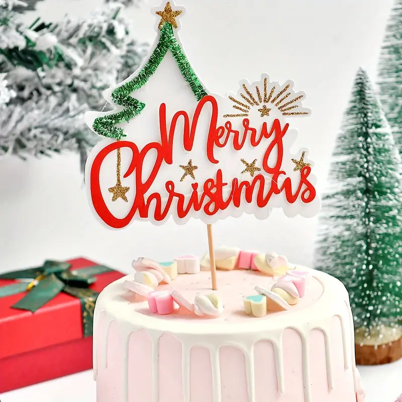 Christmas Party Cake Decoration Topper Christmas Material - Temu