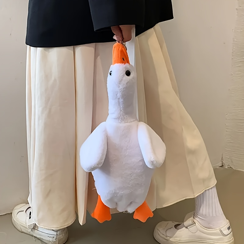 Creative Cartoon Duck Shoulder Bag Zipper Duck Shape Plush Bag for Girls