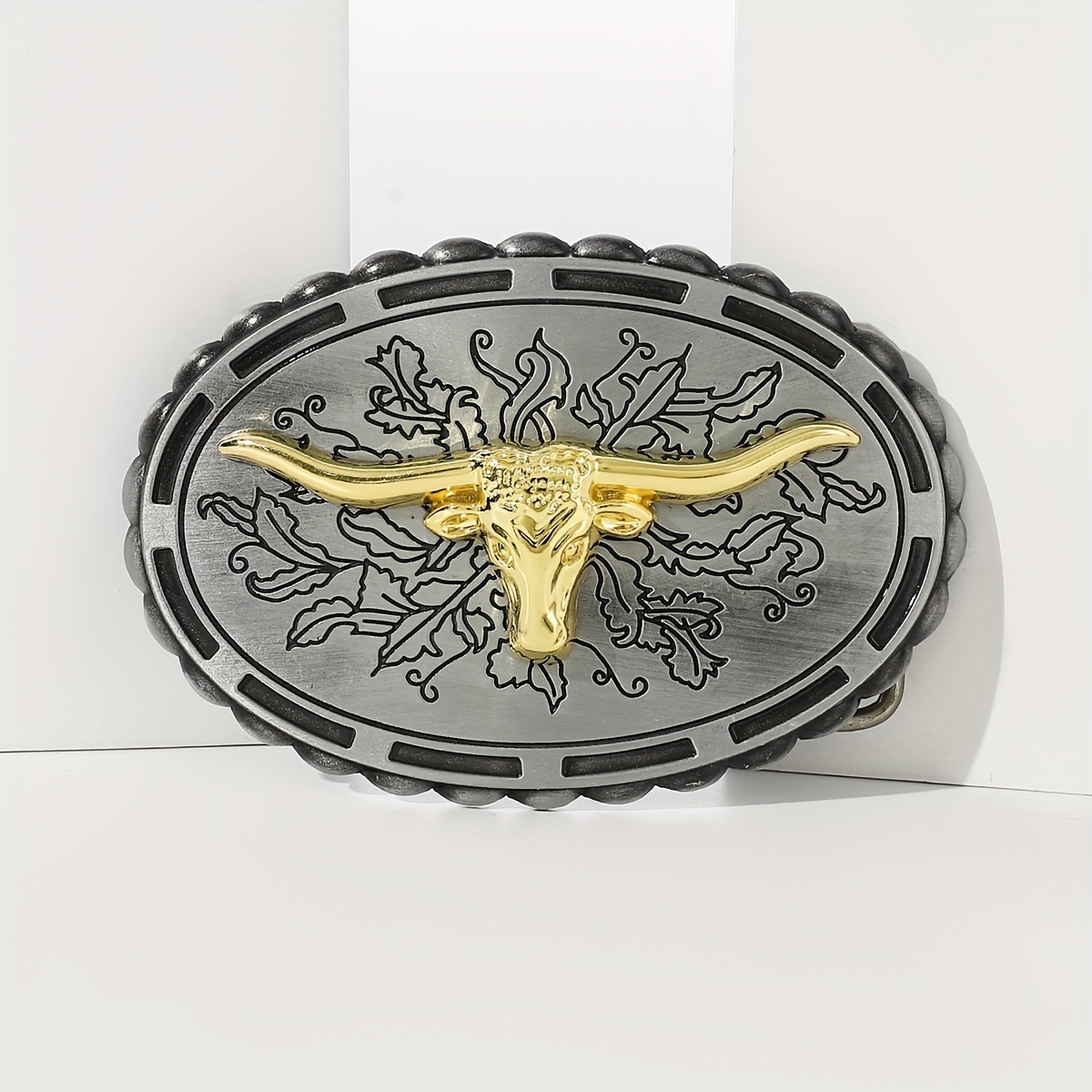 Western Gürtelschnalle Wolf Moon - Emaille Oval Schnalle Zinklegierung