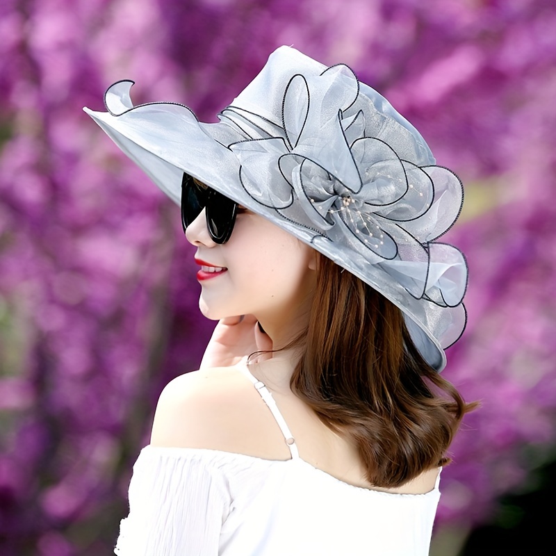 1set Girls' Summer Hat With Cute Daisy Decor & Mesh Bag, Sun