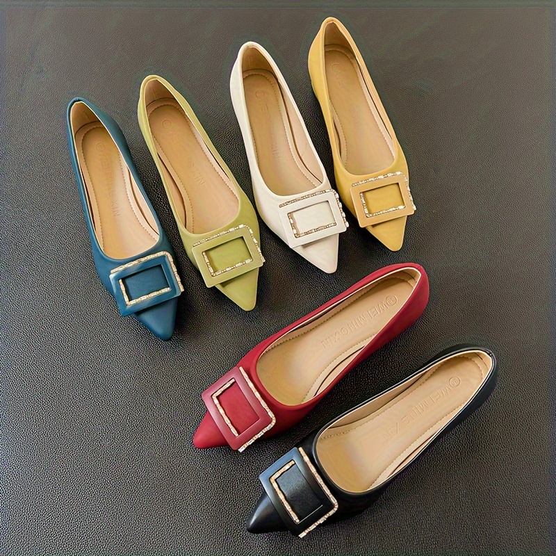 Zapatos Elegantes De Color Sólido Para Mujer, Zapatos Cómodos Con Hebilla  Ankel Y Tacón Grueso, Zapatos De Fiesta Versátiles Con Punta Puntiaguda