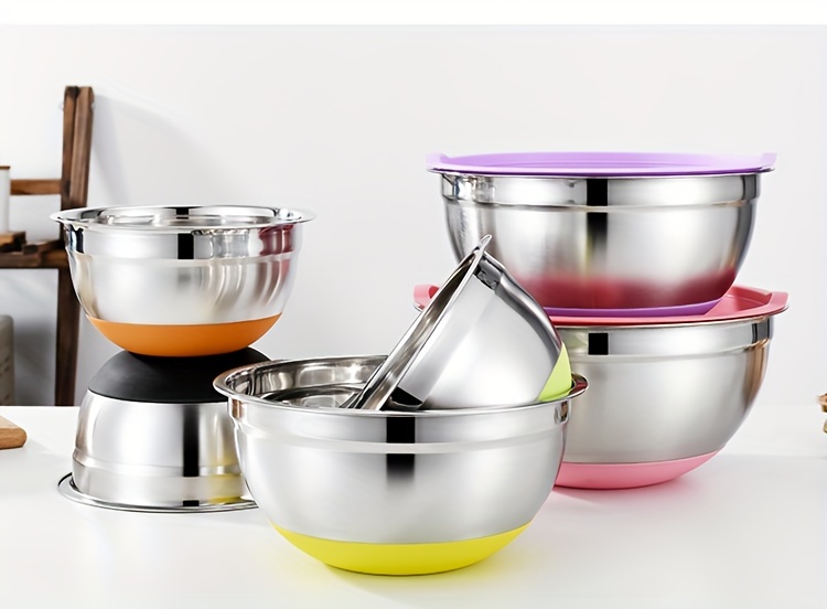 Salad Bowl With Cover Set Mixing Bowl Set Stainless Steel - Temu